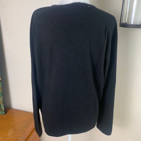 Jones New York Plus Size 2X Women's Cashmere Sequin V-neck Sweater Black Knit - Picture 5 of 8